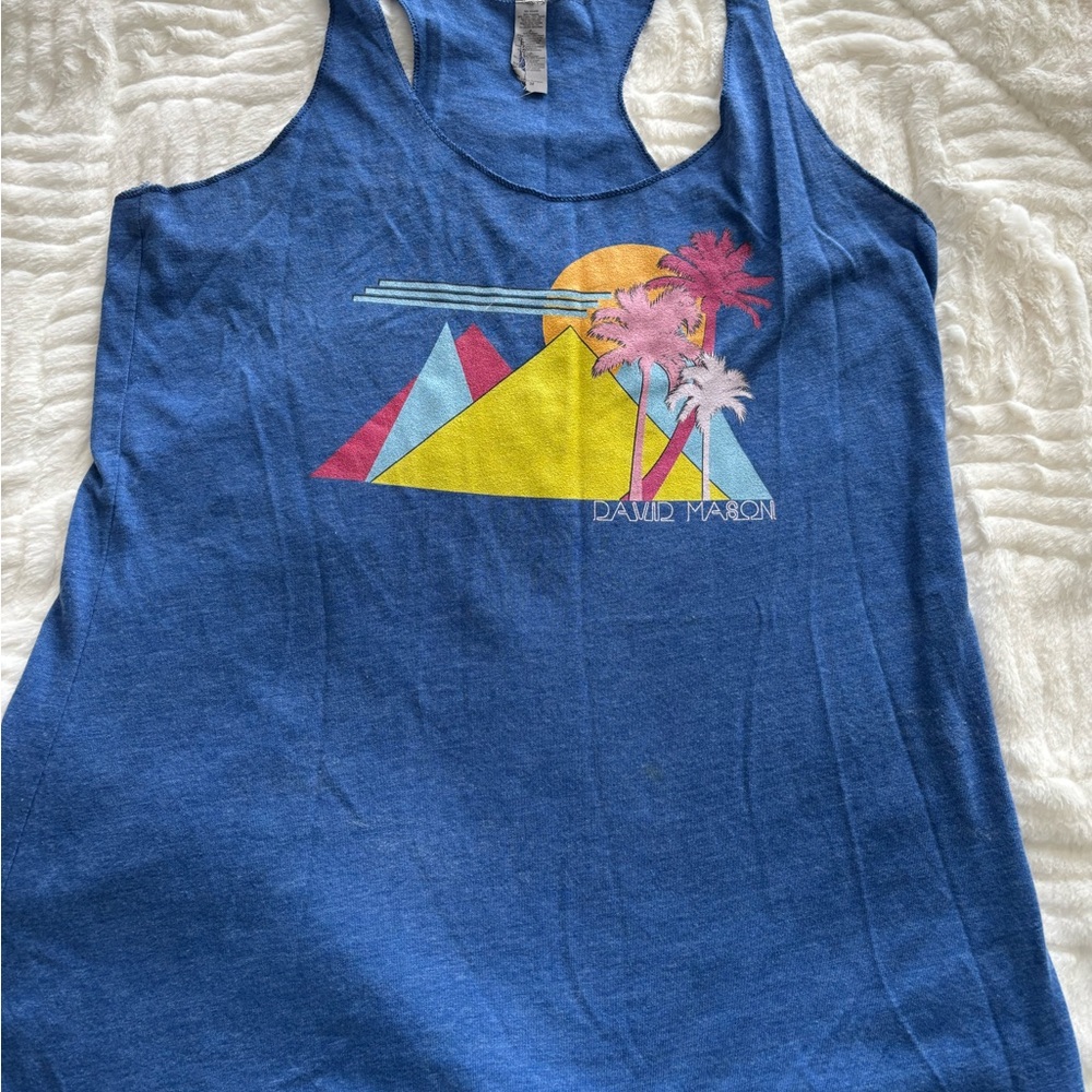 David Maron Blue Graphic Tank Top